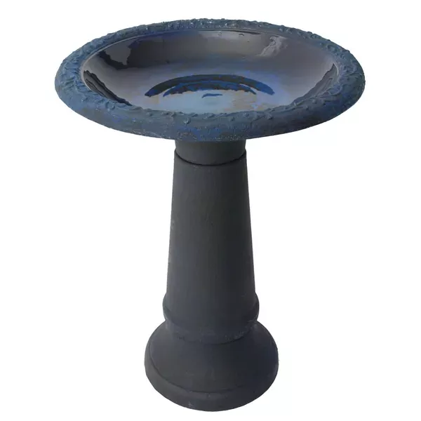 Algreen Acerra 20" Stone Composite Birdbath Blue