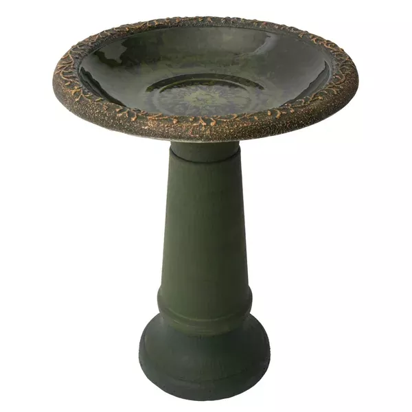 Algreen Acerra 20" Stone Composite Birdbath Green